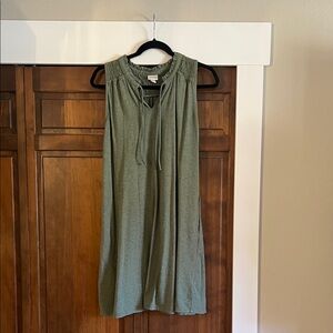 Universal Thread Olive Green Sleeveless Tie-Neck Dress